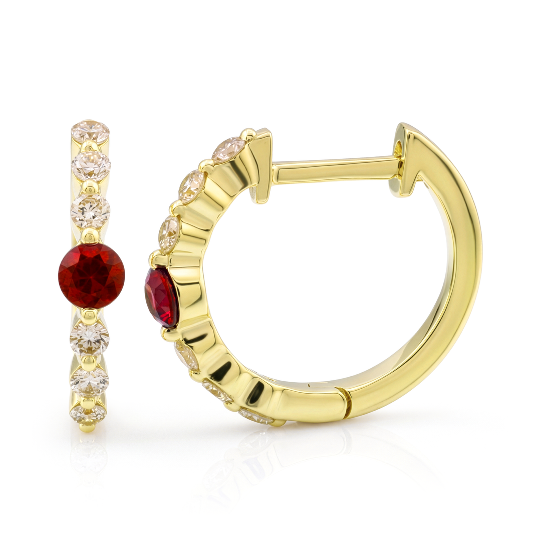 Ruby Huggie Diamond Earrings