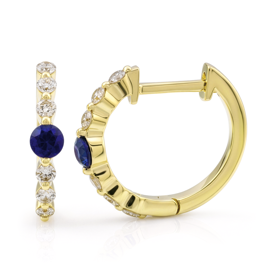 Sapphire Huggie Diamond Earrings