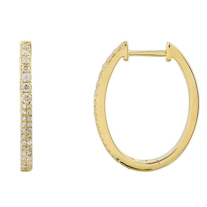 14K Gold Oval Shaped Hoop Diamond Earrings by ORLY Jewellers