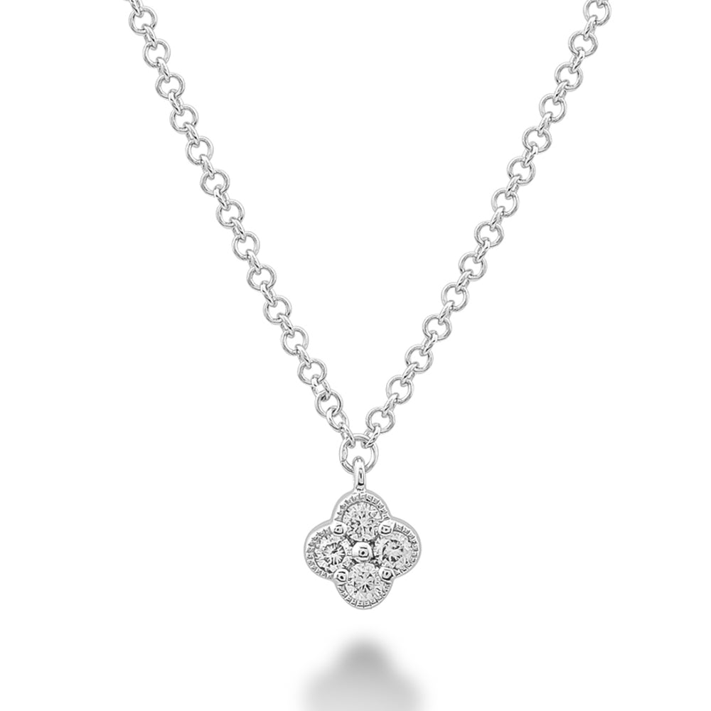 14K Gold Mini Clover Diamond Necklace by ORLY Jewellers
