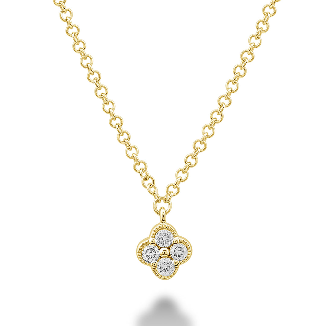 14K Gold Mini Clover Diamond Necklace by ORLY Jewellers