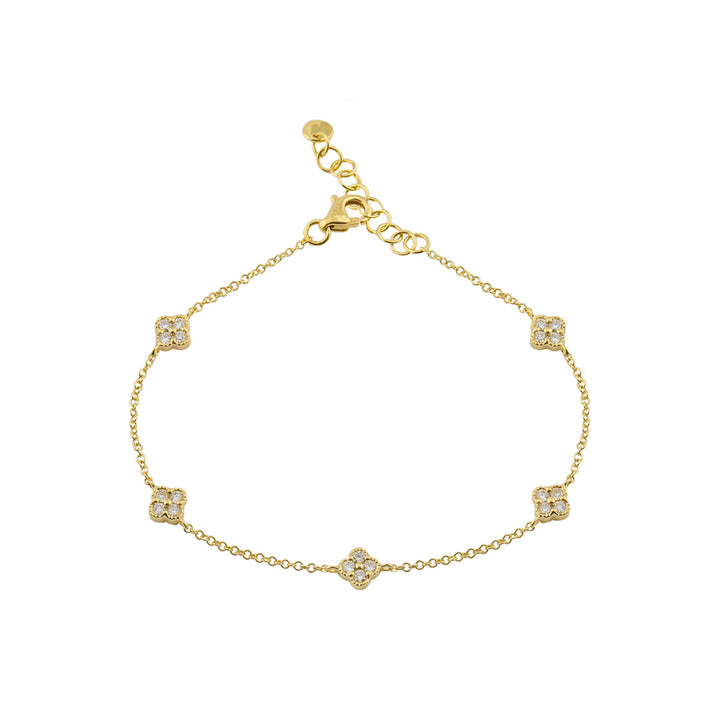 14K Gold Small Clover Diamond Bracelet by ORLY Jewellers