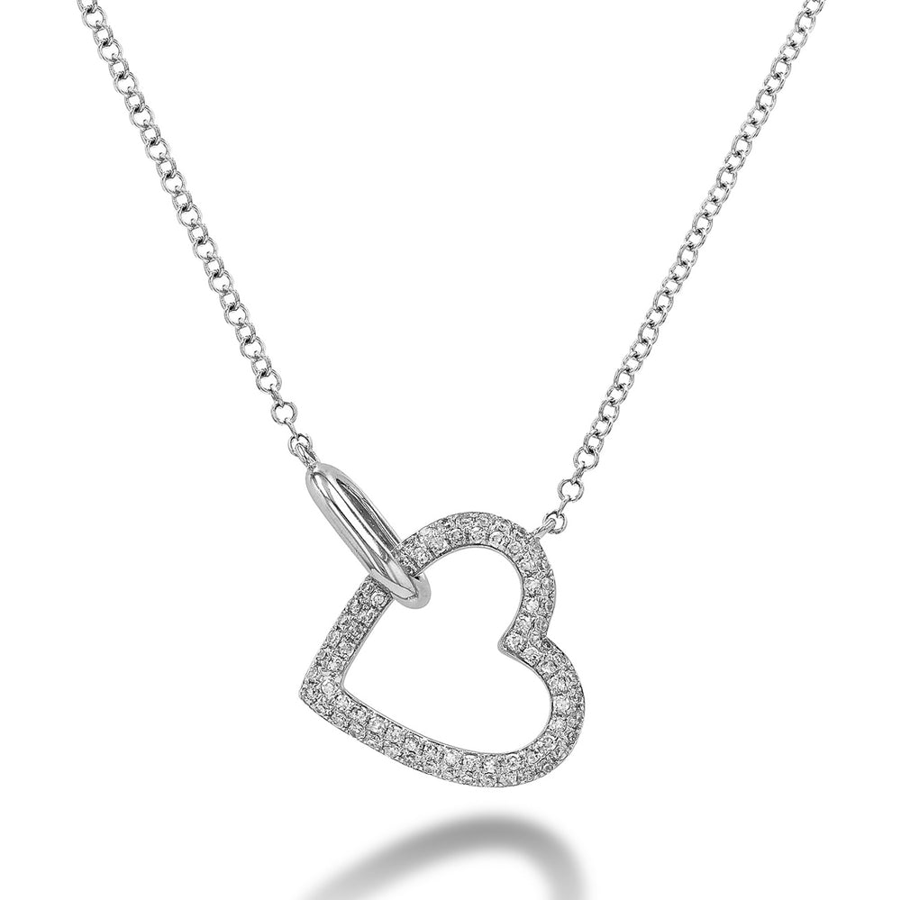 14K Gold Diamond Pave Heart Necklace by ORLY Jewellers