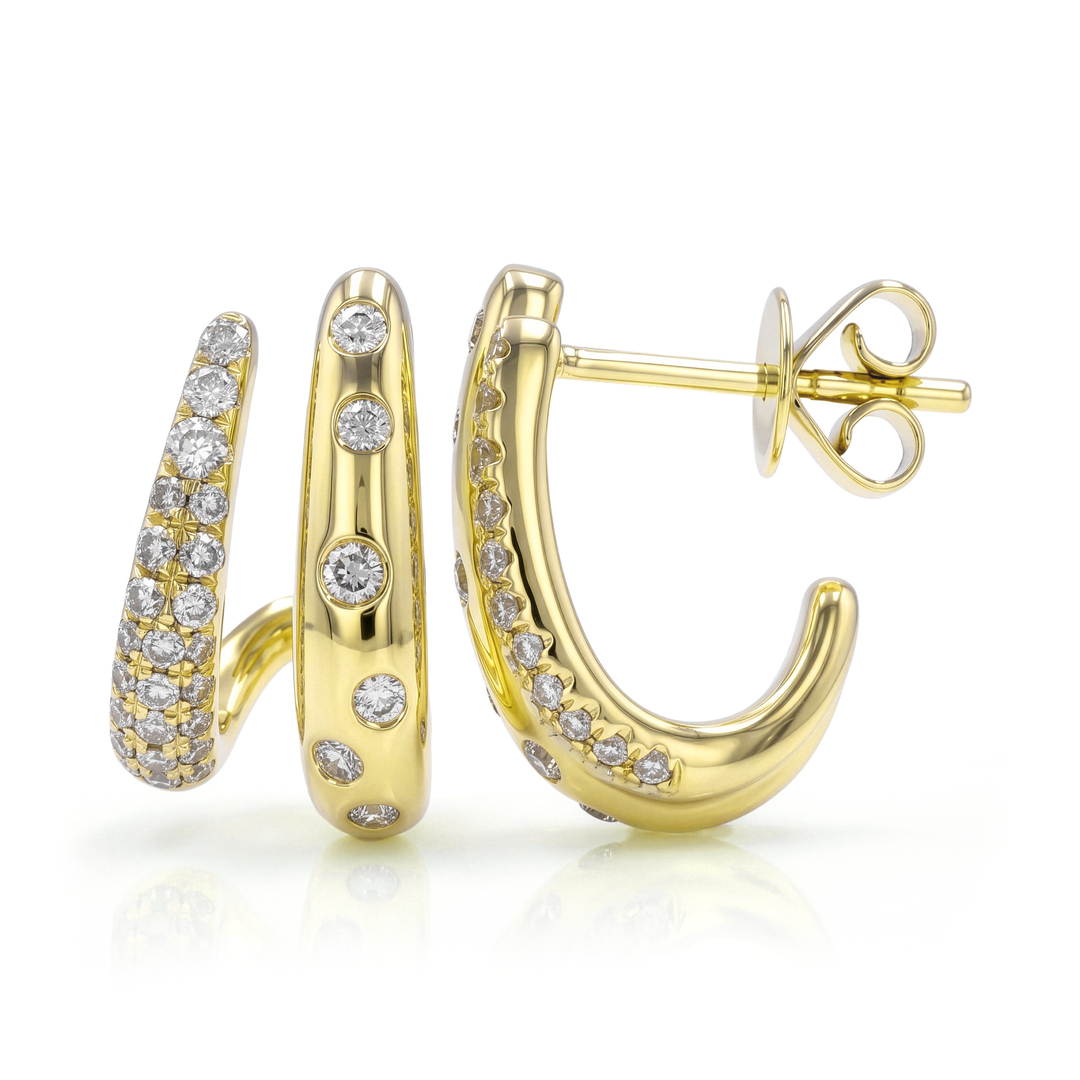 Diamond Cage Lobe Stud Earrings