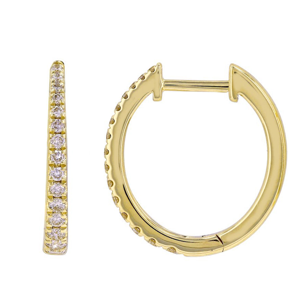 14K Gold Diamond Tapered Hoop Earrings by ORLY Jewellers