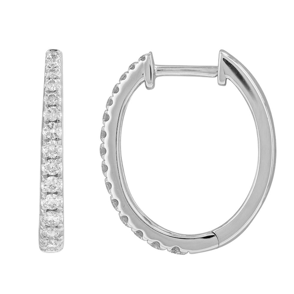 14K Gold Large Diamond Tapered Hoop Earrings by ORLY Jewellers