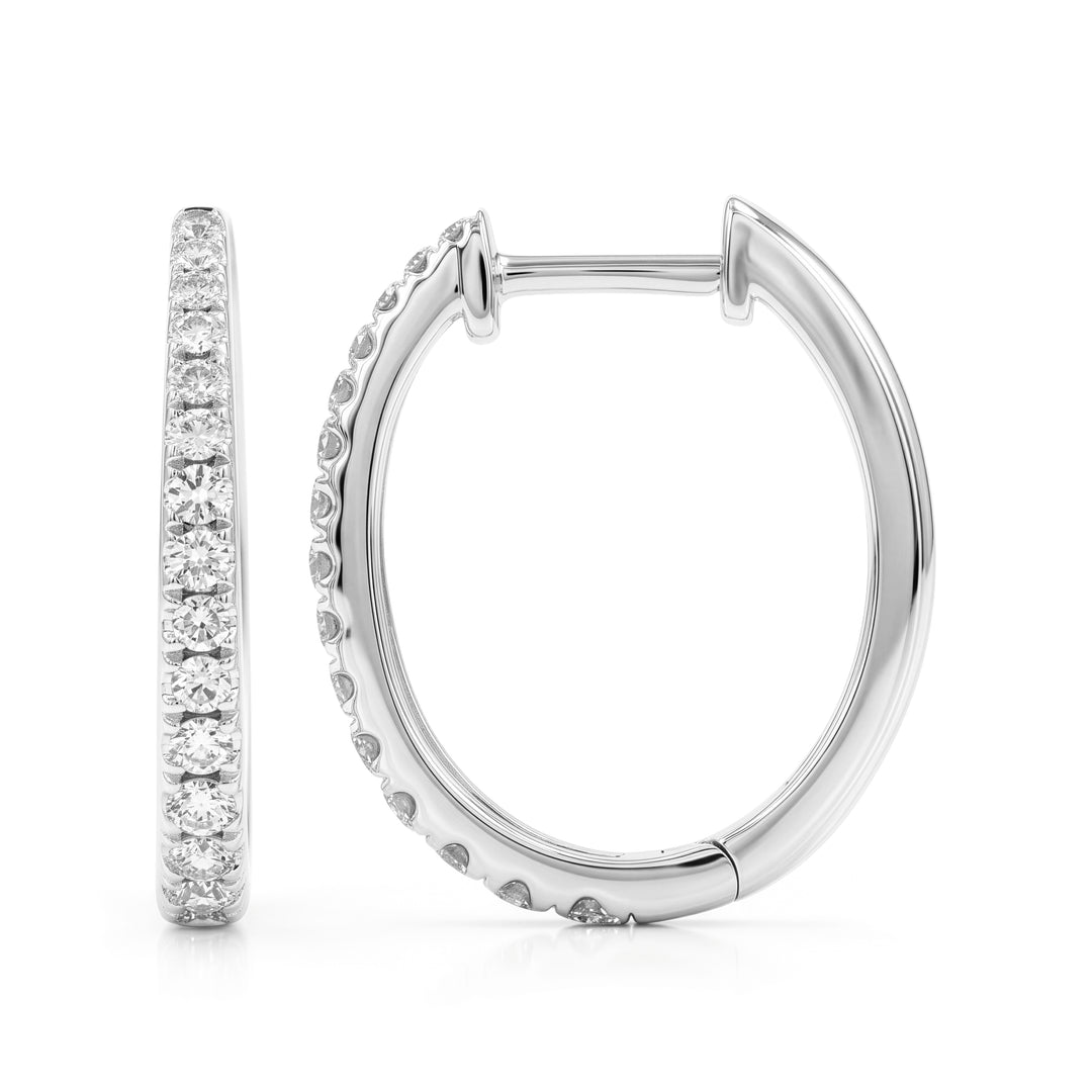 Large Diamond Tapered Hoop Earrings