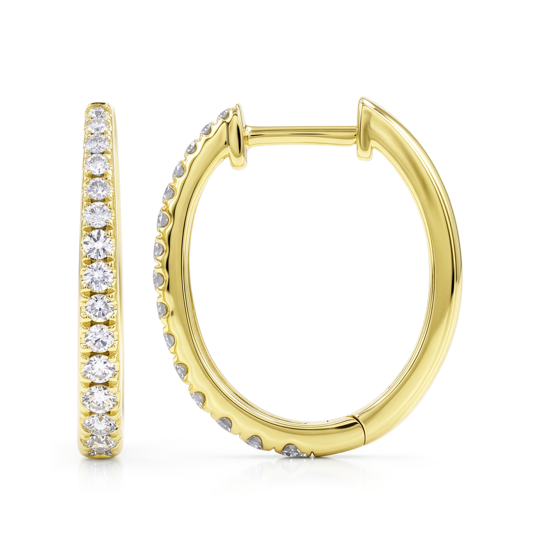 Large Diamond Tapered Hoop Earrings