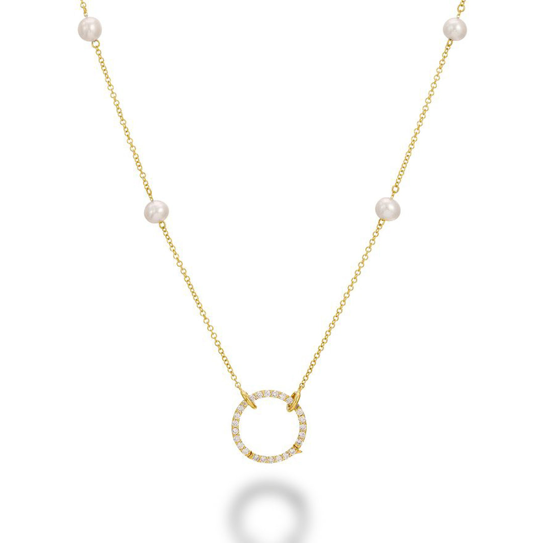 14K Gold Pearl by The Yard Diamond Circle of Life Necklace by ORLY Jewellers