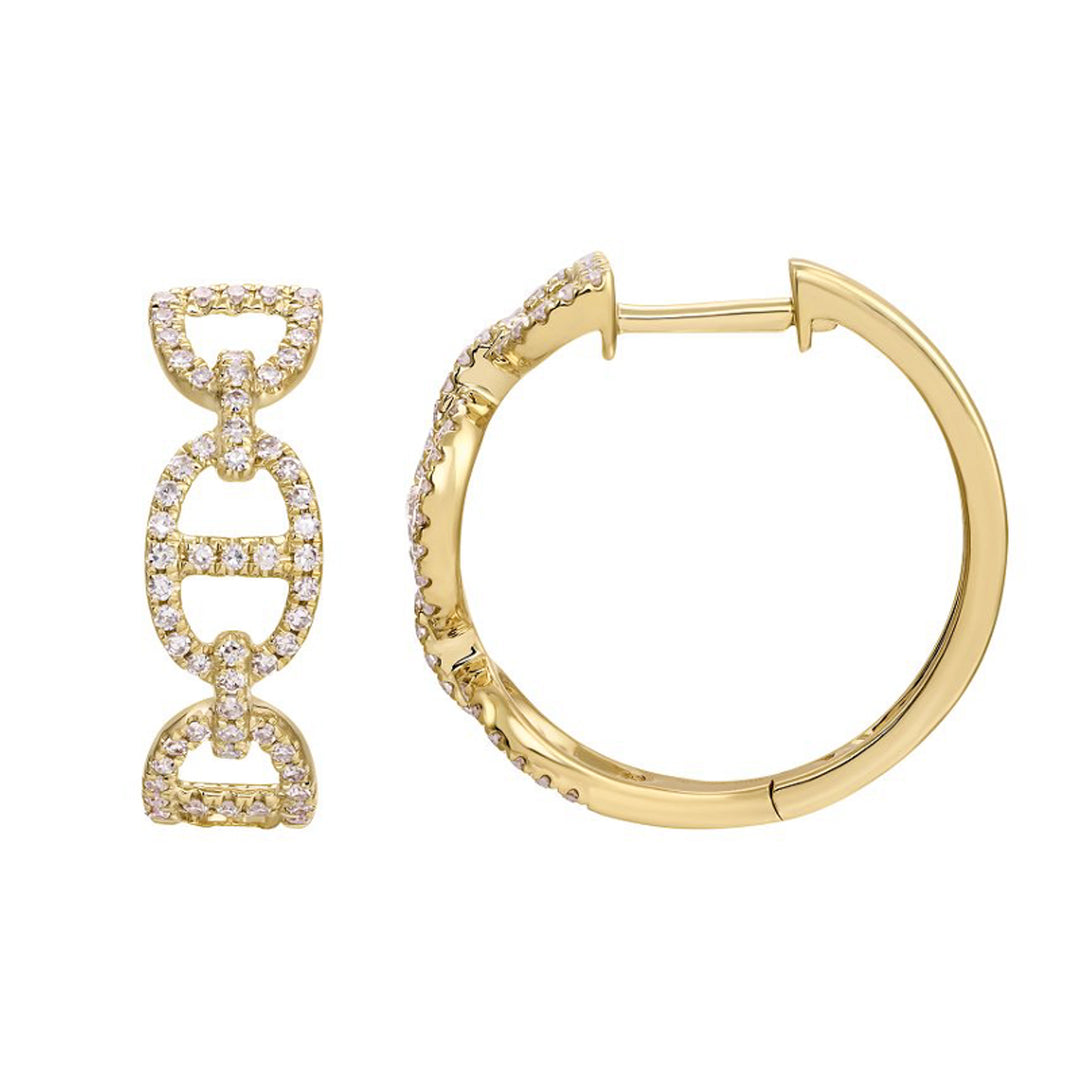 14K Gold Diamond Link Huggie Earrings by ORLY Jewellers