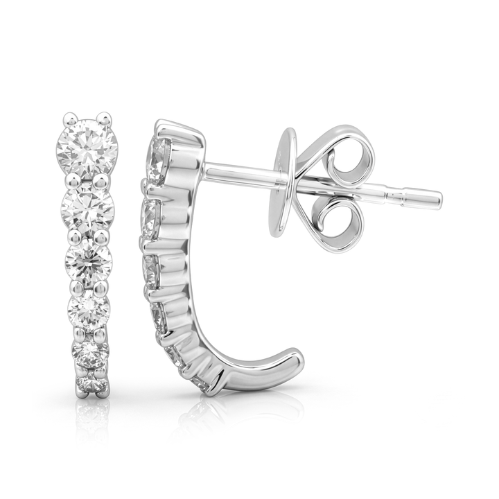Diamond J Hoop Earrings