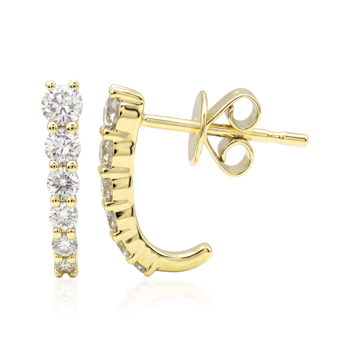 Diamond J Hoop Earrings