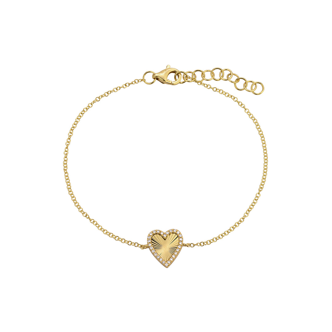 14K Gold Fluted Heart Diamond Bracelet by ORLY Jewellers