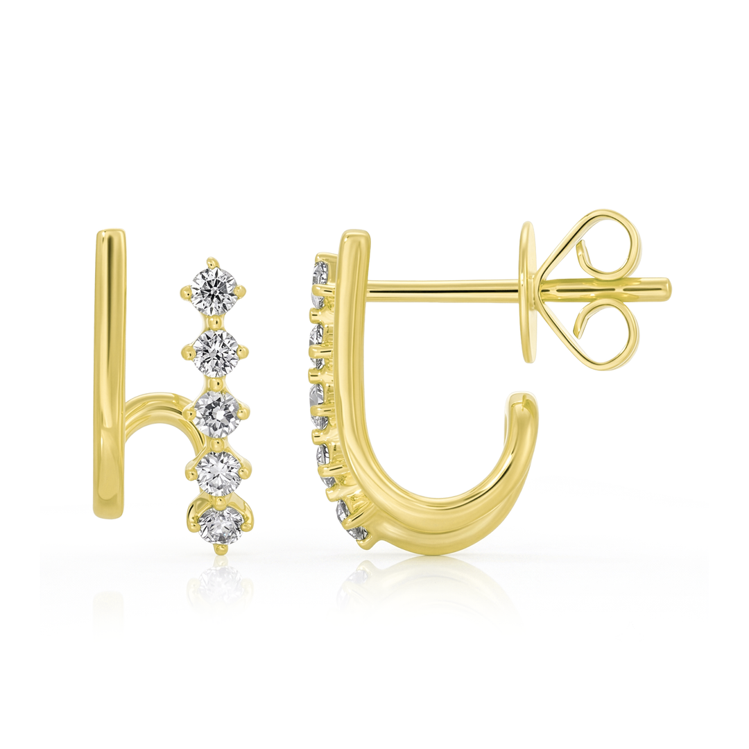 Diamond Cage Lobe Stud Earrings