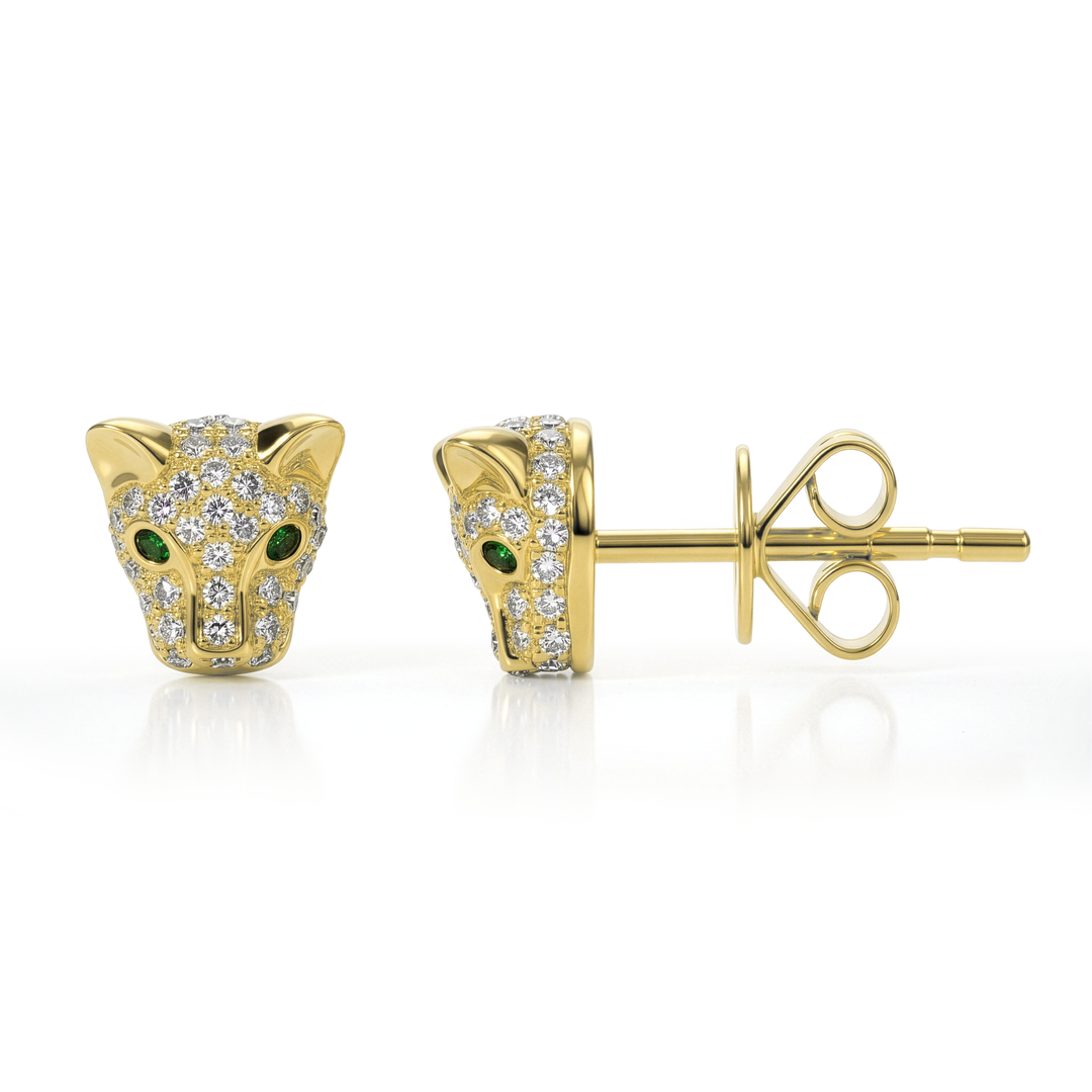 Panther Diamond Stud Earrings