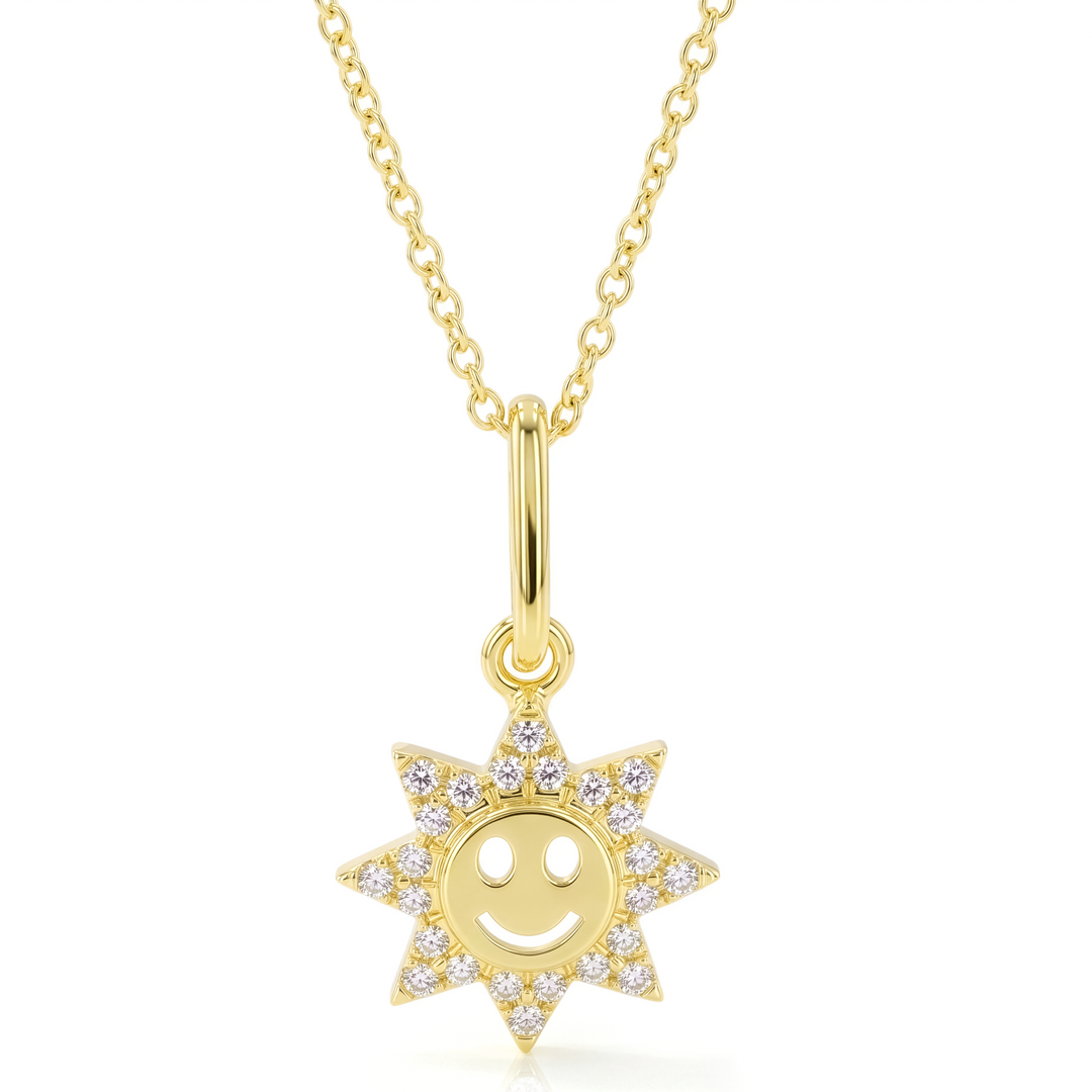 Smiley Face Sun Diamond Charm