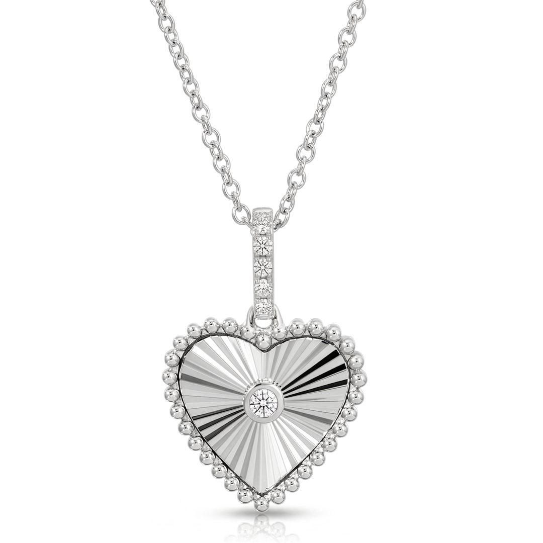 Lines / Fluted Heart Diamond Necklace