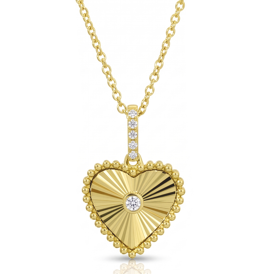Lines / Fluted Heart Diamond Necklace