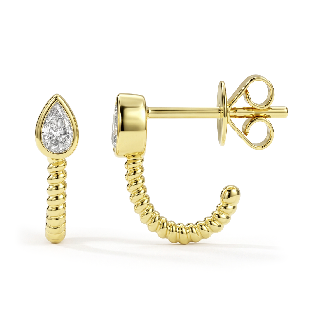 Diamond Skinny Omega Chain Earrings