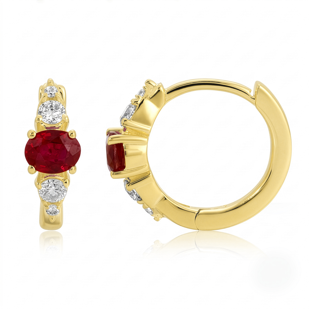 Ruby Diamond Huggie Earrings