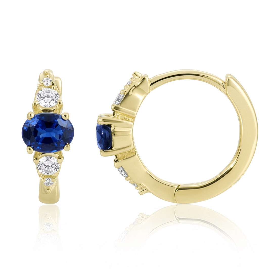 Sapphire Diamond Huggie Earrings