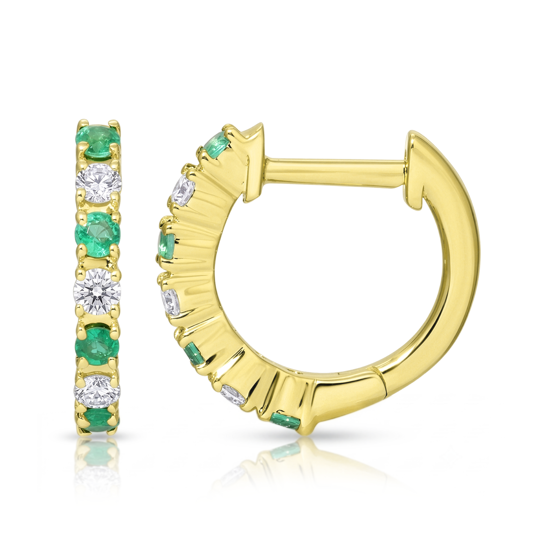 Emerald Diamond Huggie Earrings