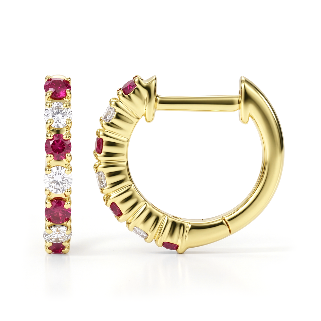 Ruby Diamond Huggie Earrings
