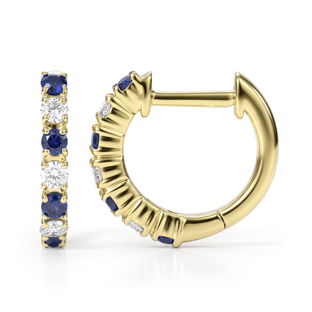 Sapphire Diamond Huggie Earrings