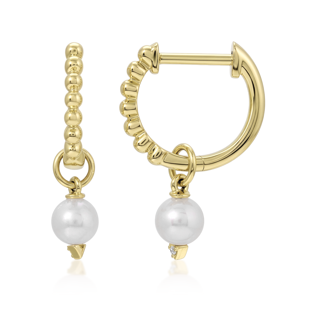 Pearl Dangle Huggie Earrings