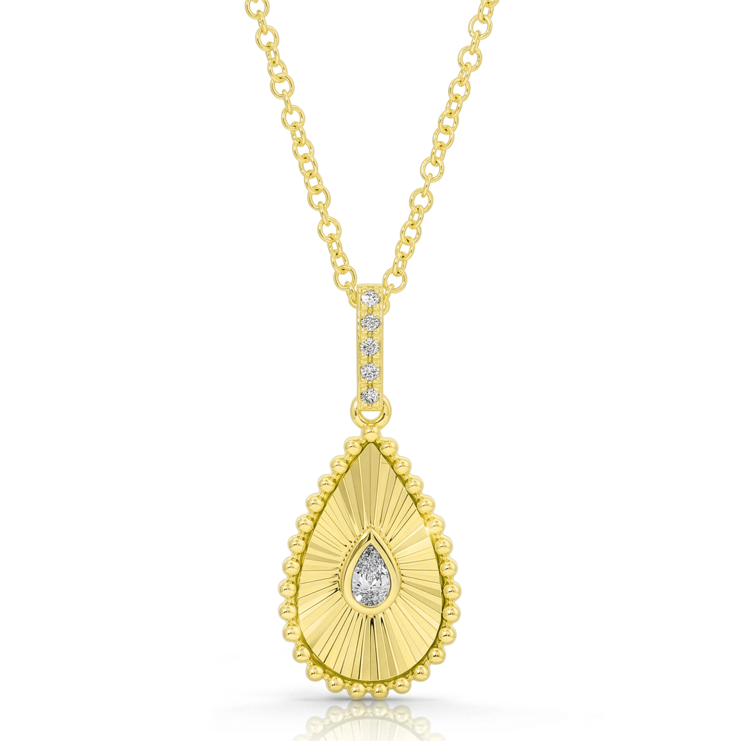 Lines / Fluted Pear Shape Diamond Necklace