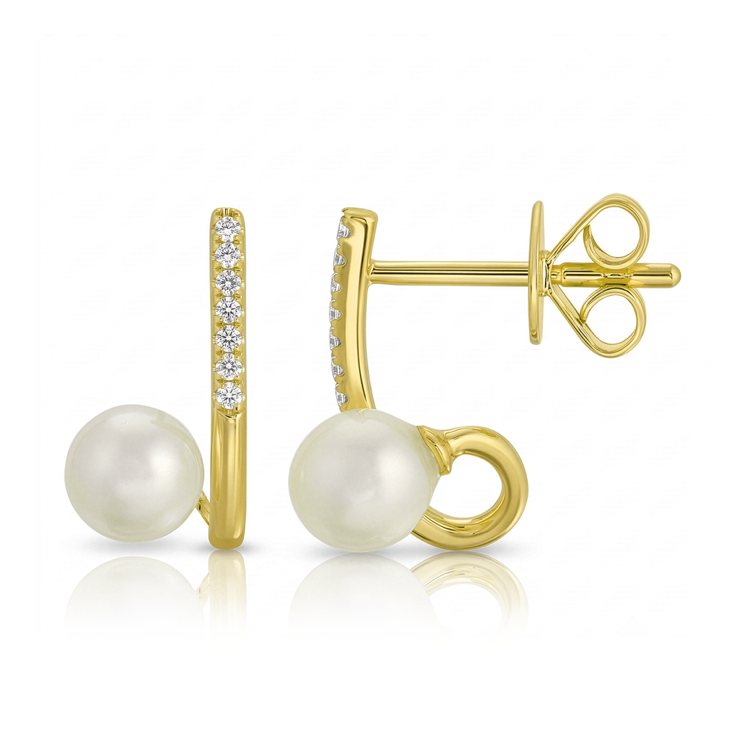 Caged Lobe Pearl Earrings