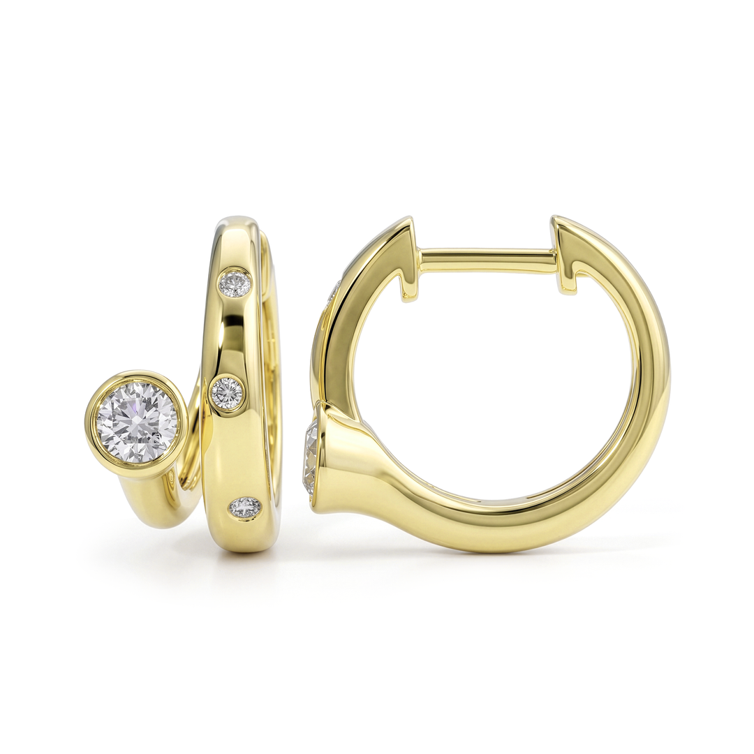 Inlay Diamond Huggie Earrings