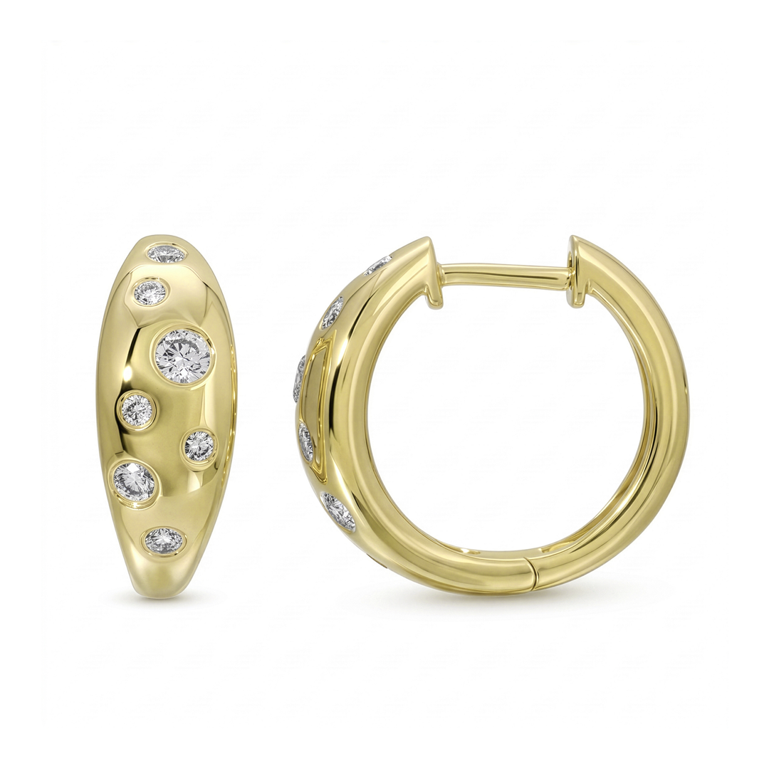 Scattered Inlay Diamond Huggie Earrings