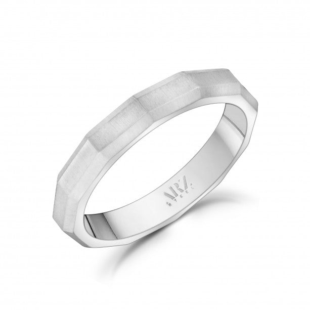 A.R.Z Steel 4mm Matte Faceted Ring | Stainless Steel | ORLY Jewellers