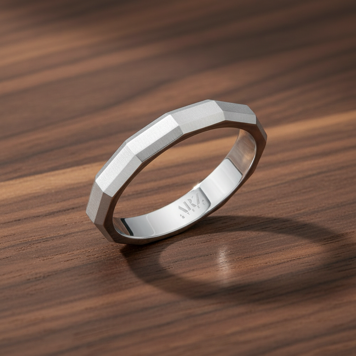 A.R.Z Steel 4mm Matte Faceted Ring
