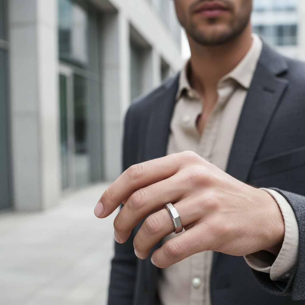 A.R.Z Steel 4mm Matte Faceted Ring
