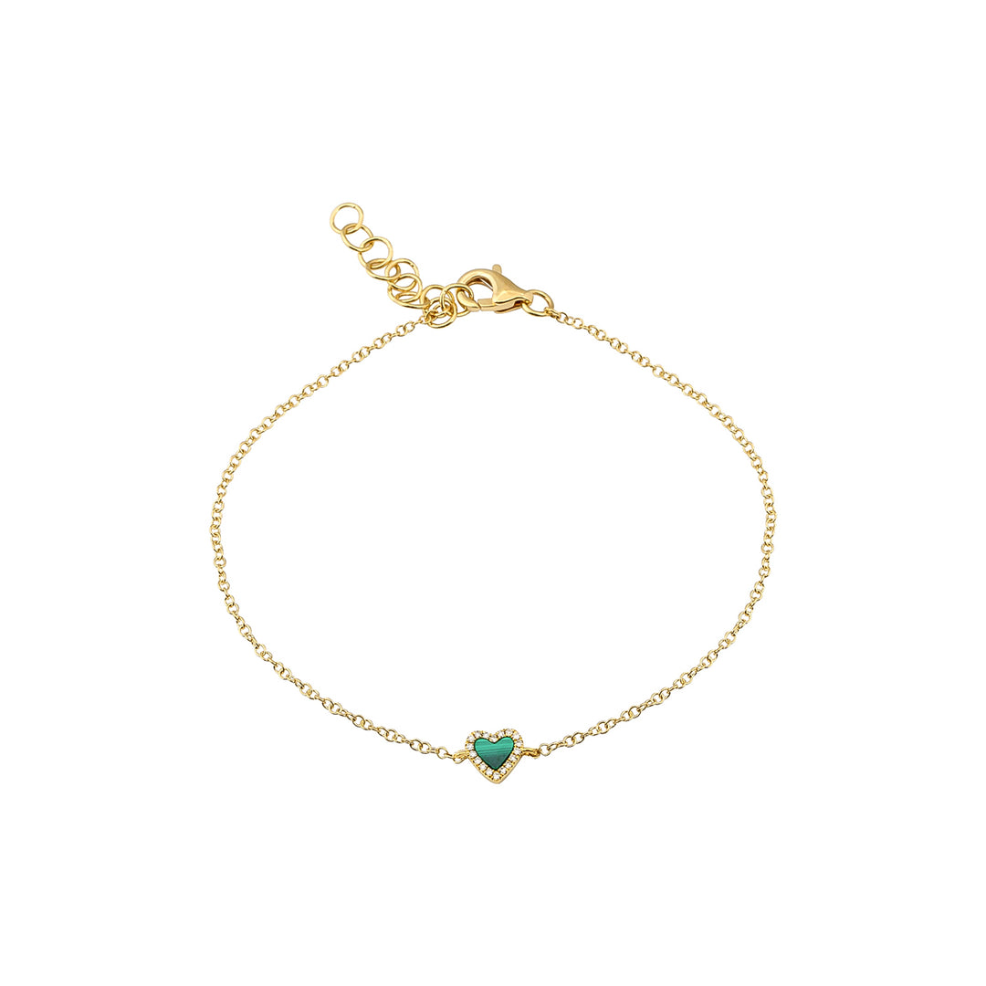 Bracelet Coeur Malachite &amp; Diamants