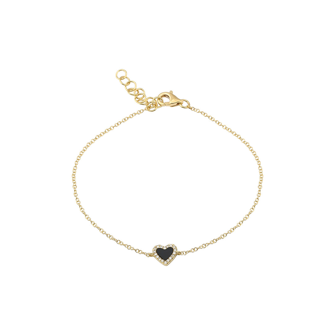 Onyx & Diamond Heart Bracelet