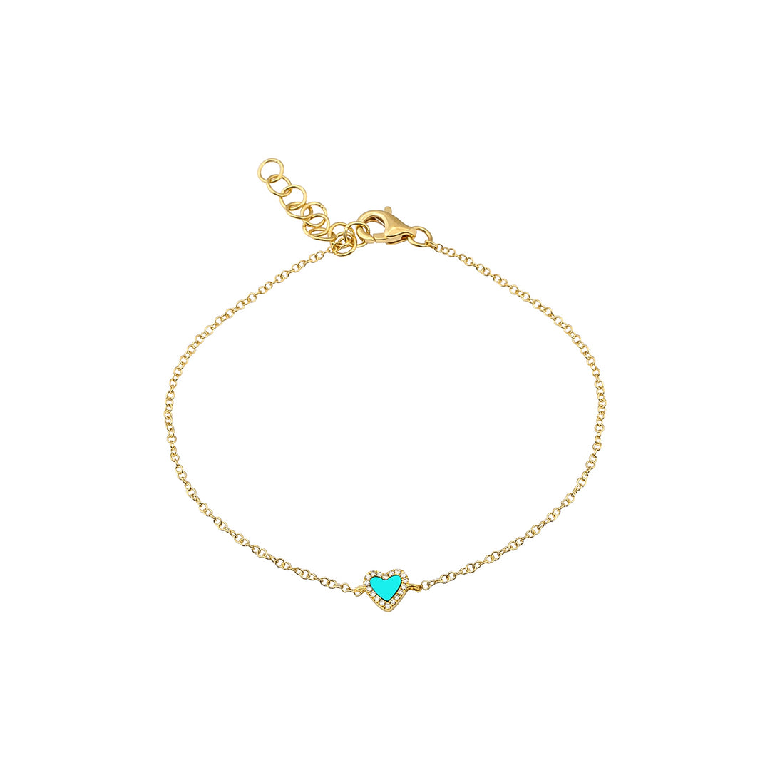Turquoise & Diamond Heart Bracelet