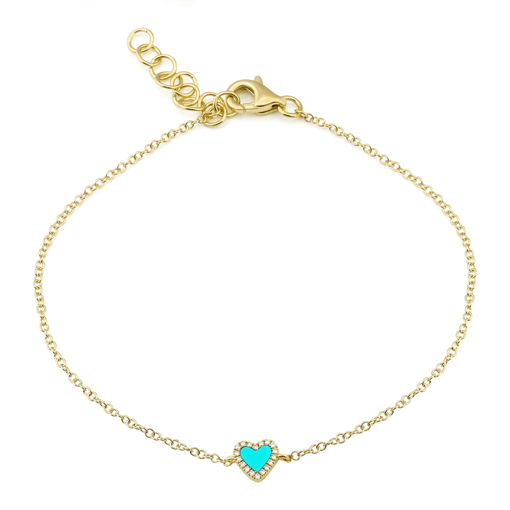 Turquoise & Diamond Heart Bracelet