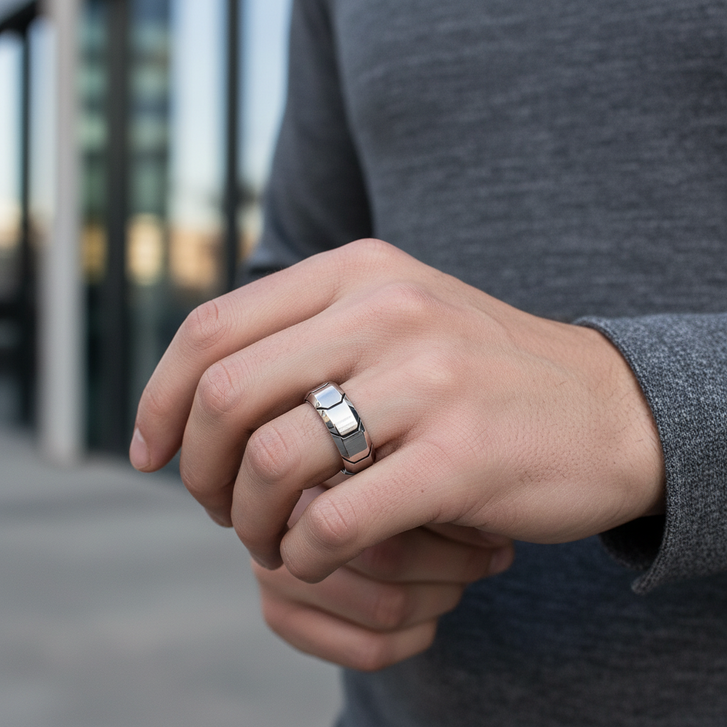 A.R.Z Steel Men's 6.5mm Speed Racer Ring