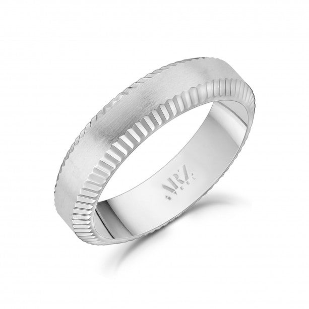 A.R.Z Steel 6mm Flat Steel Ring W/ Beveled Edges | ORLY Jewellers