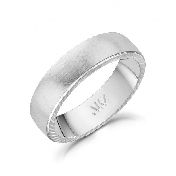 A.R.Z Steel 6mm Flat Steel Ring W/ Diamond Cut Edges | ORLY Jewellers