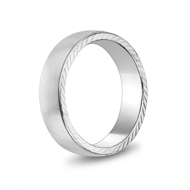 A.R.Z Steel 6mm Flat Steel Ring W/ Diamond Cut Edges | ORLY Jewellers