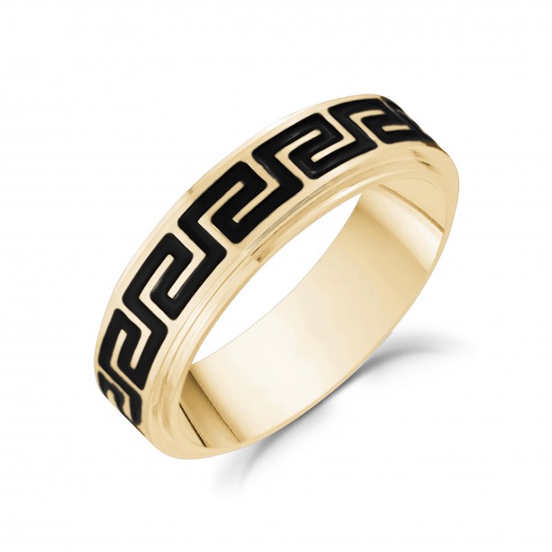 A.R.Z Steel 6mm Greek Key Ring | Stainless Steel | ORLY Jewellers