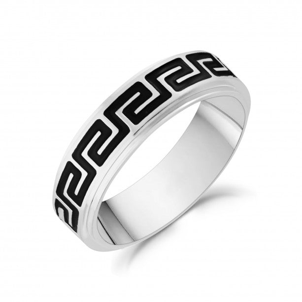 A.R.Z Steel 6mm Greek Key Ring | Stainless Steel | ORLY Jewellers