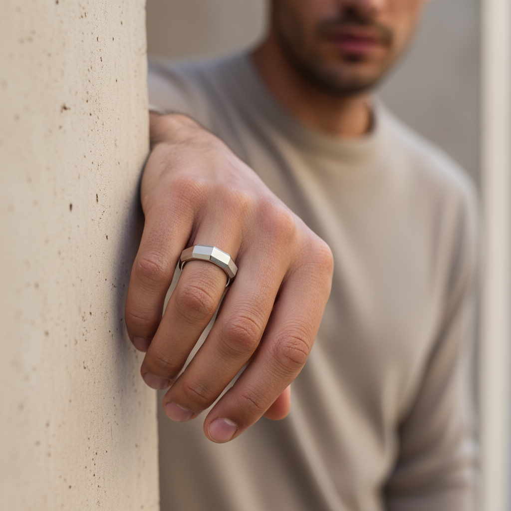 A.R.Z Steel 6mm Matte Faceted Ring