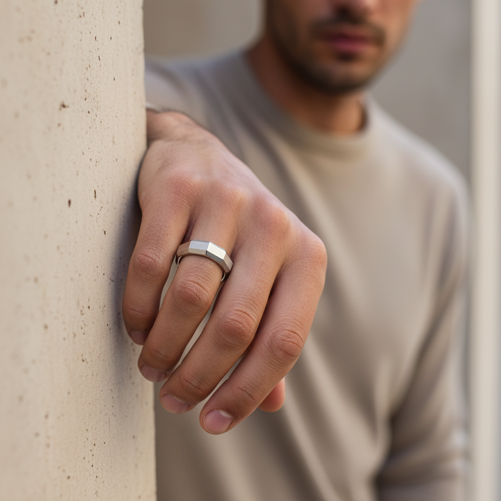 A.R.Z Steel 6mm Matte Faceted Ring