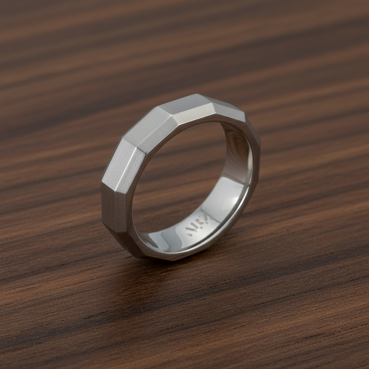 A.R.Z Steel 6mm Matte Faceted Ring