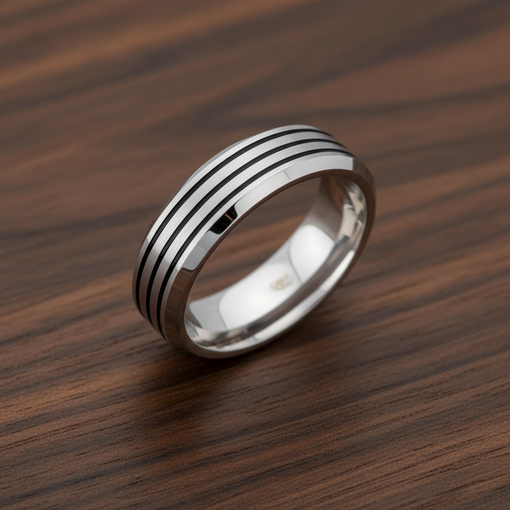 A.R.Z Steel 6mm Triple Line Beveled Edge Ring